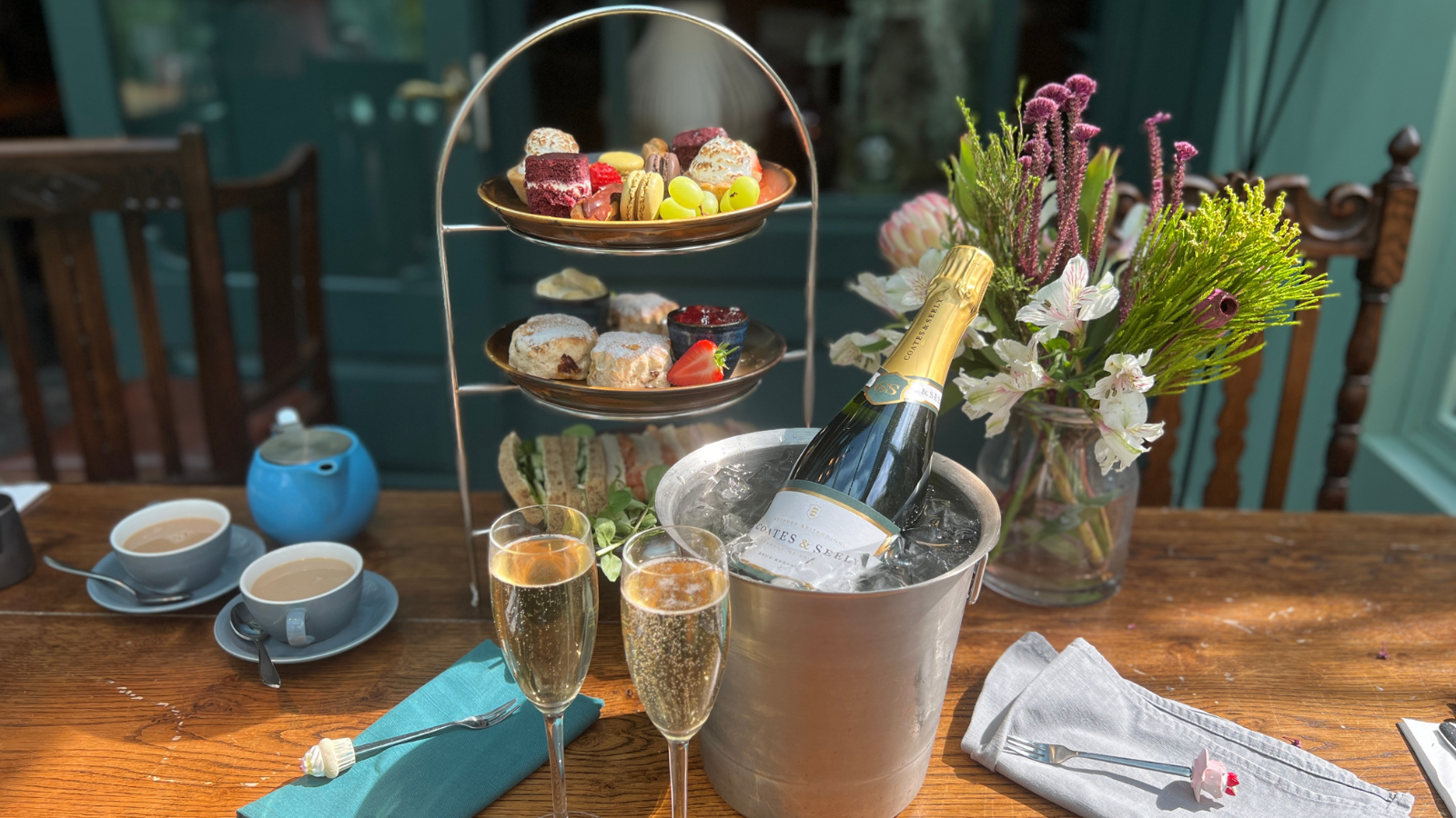 Afternoon Tea with a bottle of champagne at the Thomas Lord, West Meon near Petersfield