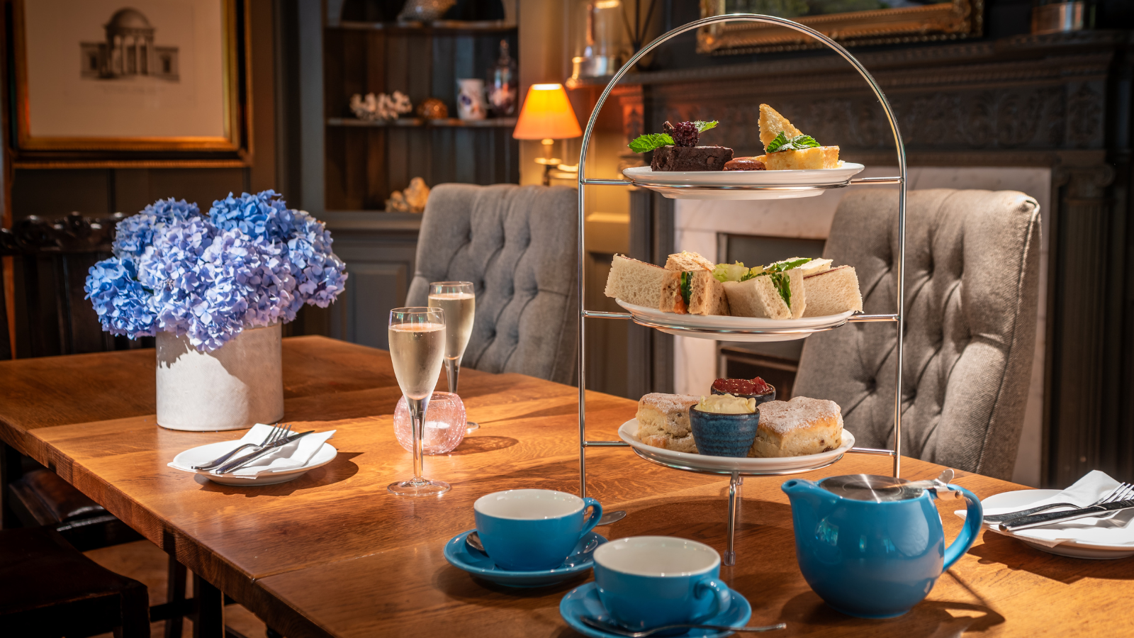 Afternoon Tea with a glass of champagne at the Thomas Lord, West Meon near Petersfield